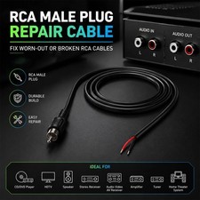 2Pcs 1M RCA Male Plug to Bare Wire Audio Speaker Subwoofer HDTV Cable Cord