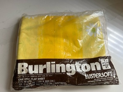 VERA NEUMANN KING FLAT SHEET BY BURLINGTON DAISY 70'S OMBRE YELLOW NIP
