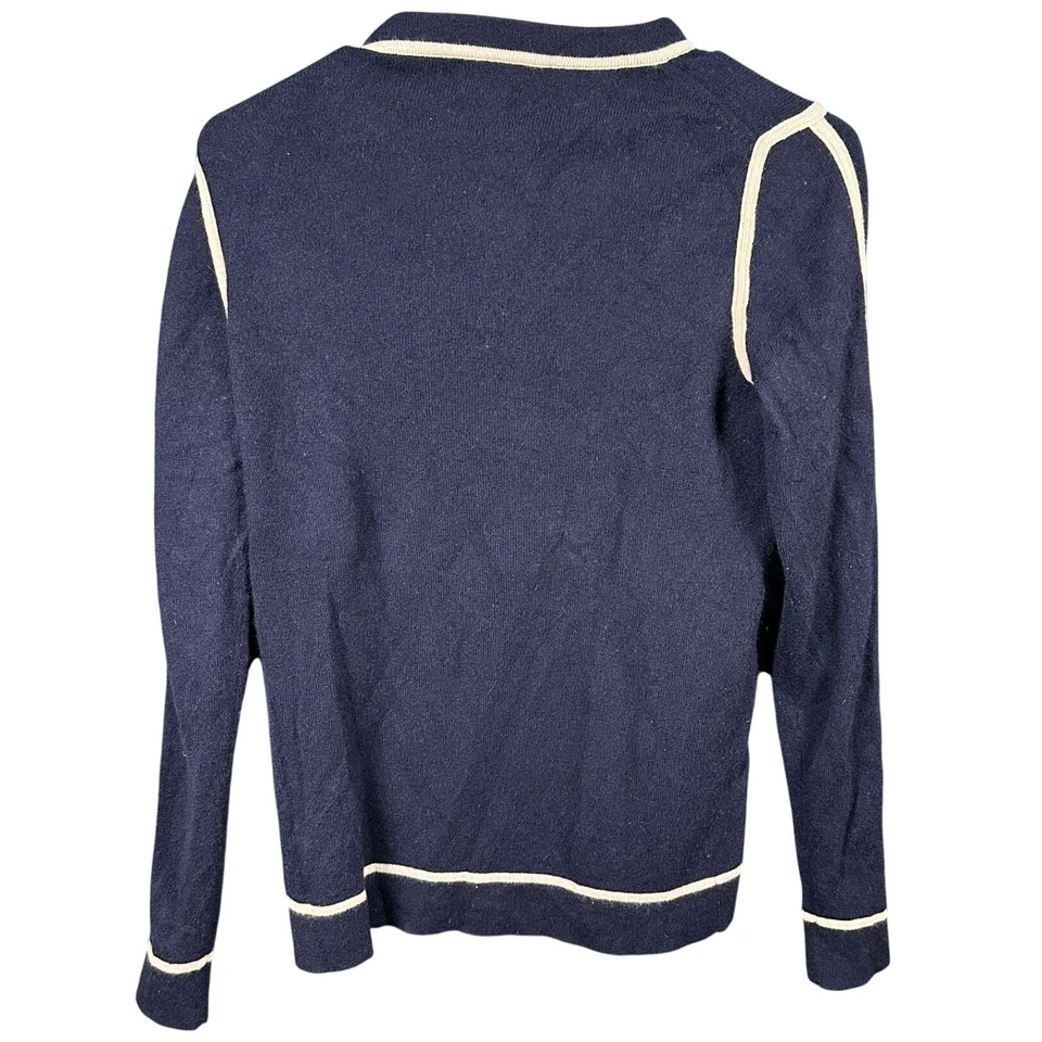 Suéter para mujer J.Crew italiano de cachemir azul marino talla S cuello redondo ribete en contraste Foto 2 de 4