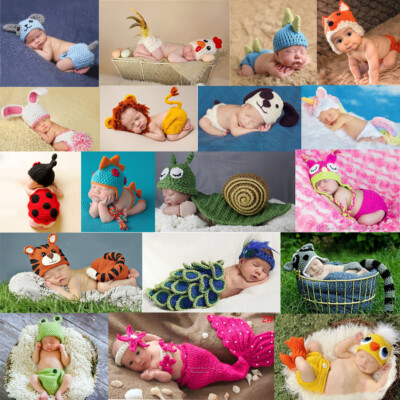 Newborn Baby Girl Boy Crochet Knit Animal Costume Photo Photography Prop