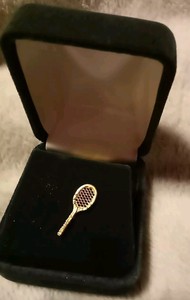  Men Accessories Item Length 3/4” Gold Plated Tennis Racket Tie  Tack