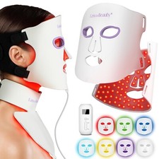 NEW EASYINBEAUTY 2-IN-1 Set Red Light Therapy Mask for Face  Neck, 7 Colors LED