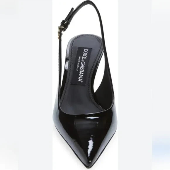Dolce & Gabbana Dg Logo Leather Slingback Pump Women's Black. Size