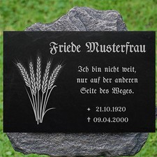 Grabstein GRABPLATTE Grabmal &Auml;hren 01Gravur mit Inschrift + Motiv 50 x 30 cm