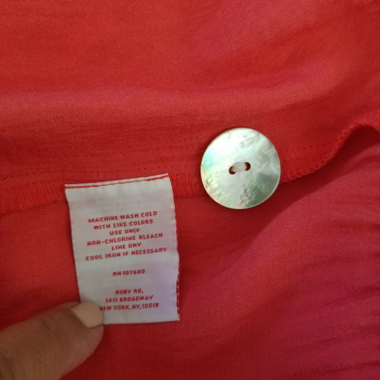 Ruby Rd Button Front Collarless Coral Orange Shee… - image 9