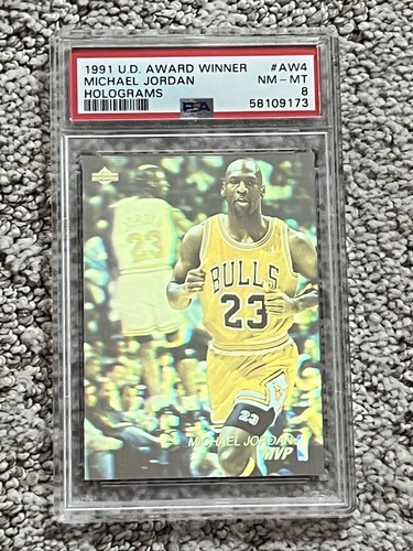 PSA 8 BASKETBALL CARD 1991 UPPER DECK AWARD WINNER HOLOGRAM MICHAEL JORDAN AW4