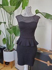 Forever 21 black peplum low mesh back mini dress Small