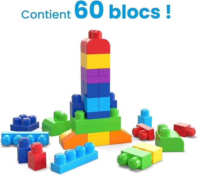 Jouet pour bébé MEGA Bloks sac bleu 60 pièces pour s'amuser au sol en famille