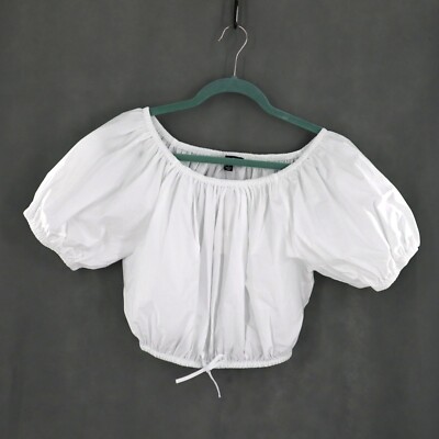 J.Crew Cinched-Waist Cropped Top In Cotton Poplin Women''s White Bohemian Cottage