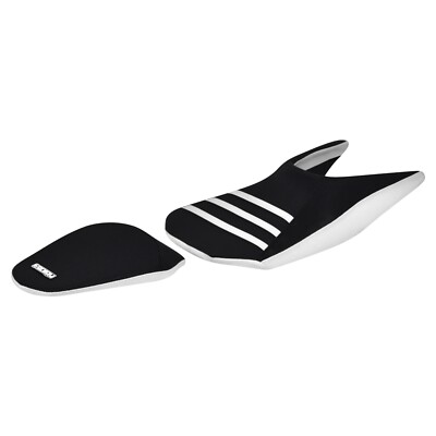 2017-2022 KTM Duke 390 Front/Back Gripper Seat Cover  WHITE/BLACK/WHITE rib #417