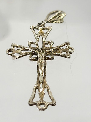Vintage 925 Sterling Silver Filigree Cutout Cross Crucifix Pendant | eBay