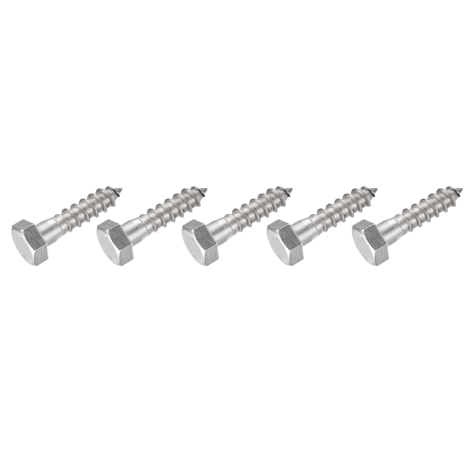 Hex Lag Screws (M12x50mm)5Pcs, 304 Stainless Steel Self-Tapping Wood Bolts
