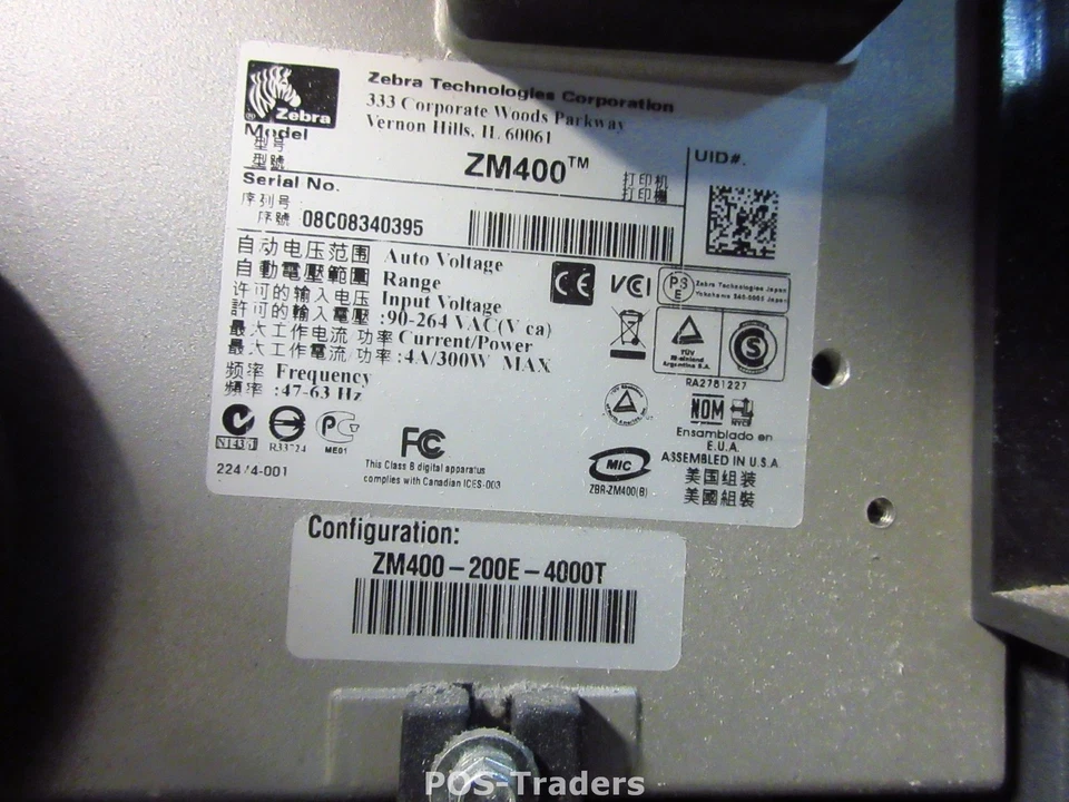 1,414,859 INCH ZEBRA ZM400 REWINDER USB Thermal Label Printer ZM400-200E-4000T - Bild 4 von 4