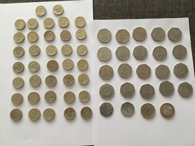52 Pounds £ UK Großbritannien 50 Pence 1 one 2 two pounds Lot Sammlung