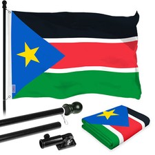 G128 Combo: 6 Ft Flagpole Black & South Sudan South Sudanese Flag Printed 3x5 Ft