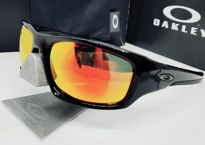 Custom OAKLEY polished black VALVE +(aftermarket) fire POLARIZED sunglasses NEW!
