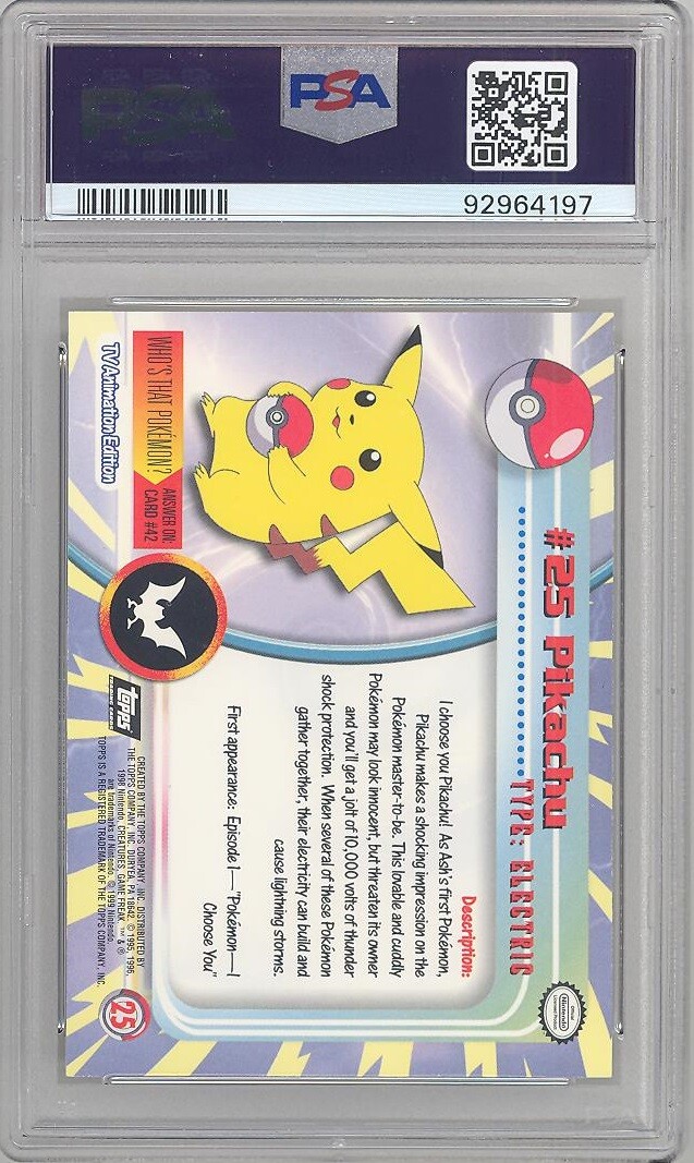 PSA 08 - Pokemon Topps TV Edition 1999 - PIKACHU #25 - Black Label