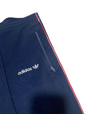 Vintage 80s Adidas Track Pants Trefoil Sweatpants Navy Blue 