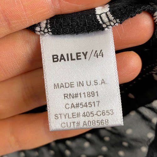 Bailey/44 Blouse Size Medium White and Black Stripe with Polka Dot Underlay - Picture 5 of 11