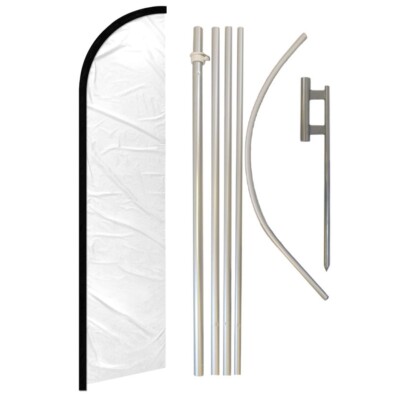 Solid White Windless Banner Swooper Advertising Flag Pole Kit Solid Color Flag