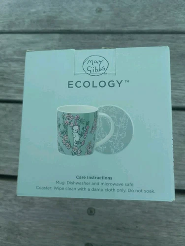 2019 Ecology May Gibbs Mug & Coaster - Flower Babies 320ML GREEN - Picture 2 of 6