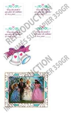 BARBIE CARDBOARD ACCESSORIES - Barbie Romantic Wedding 1986 - REPRO