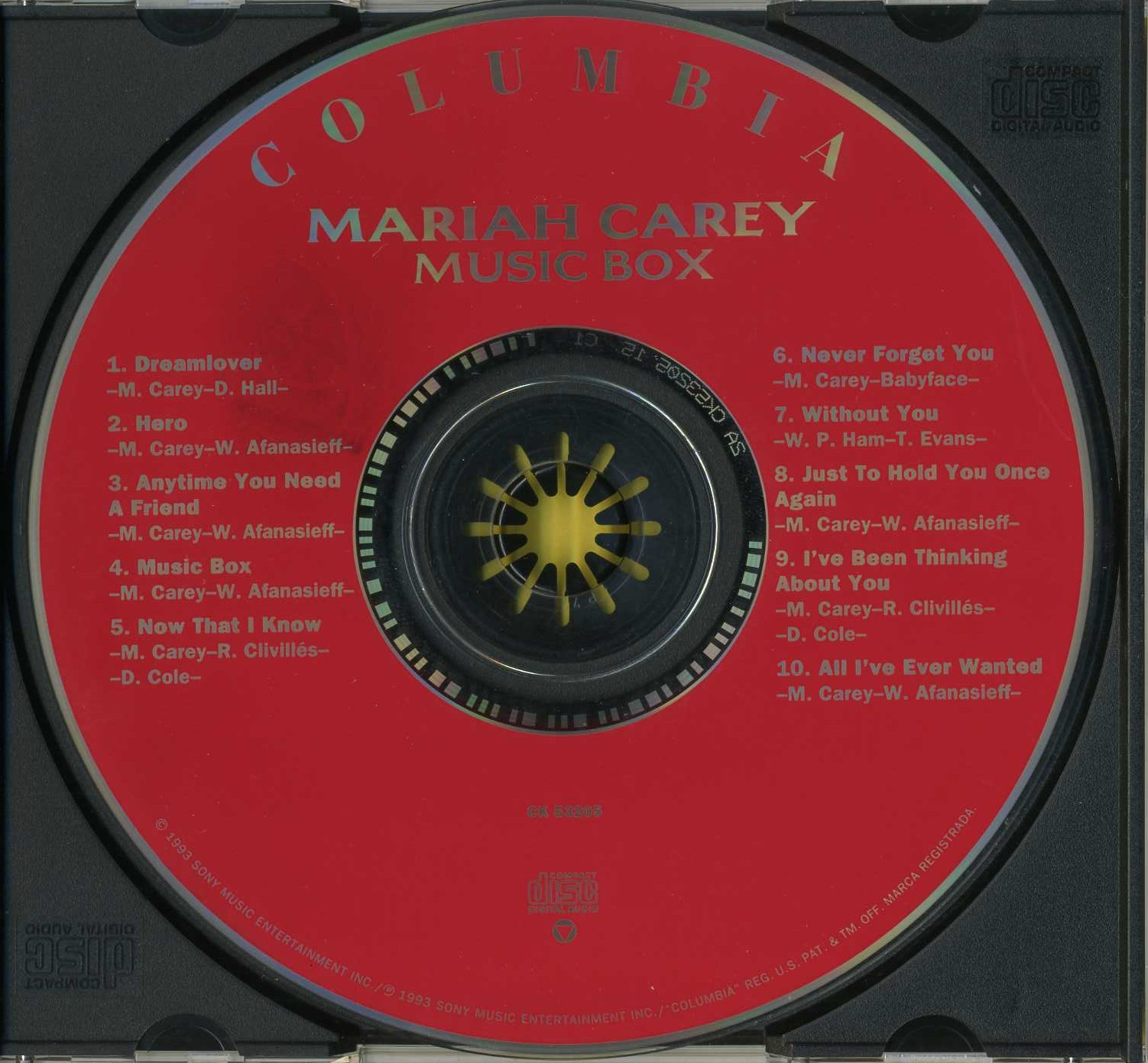 MARIAH CAREY Music Box (1993 U.S. 10 Track CD)