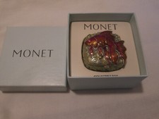 RARO Monet Goldfish Koi Baratija Caja Esmalte Cristal De Colección Con Caja
