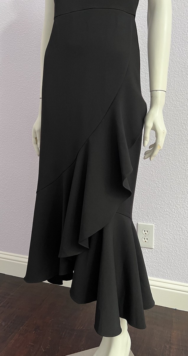 White House Black Market Sleeveless Asymmetric Ruffle-Trim Black Midi Dress  SZ 2 | eBay
