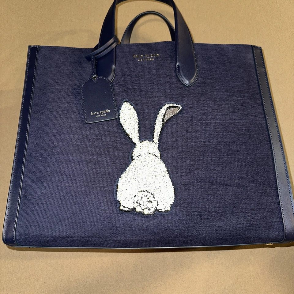 Kate Spade Womens Manhattan Bunny Tote Bag Blue  Large Easter - Image 3 of 4