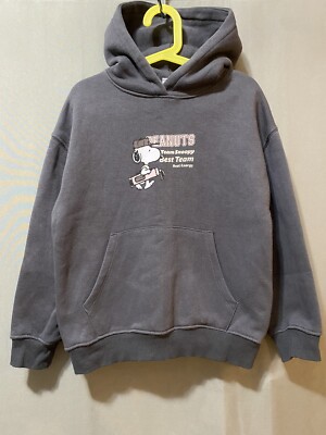 ZARA Girls Hoodie Long Sleeve Snoopy Peanuts Graphic Sweatshirt SZ 8-9 Dark Grey