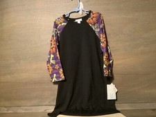 LuLaRoe GIRLS SLOAN TOP NEW SKELTON HANDS BLACK PURPLE SIZE 14 NWT