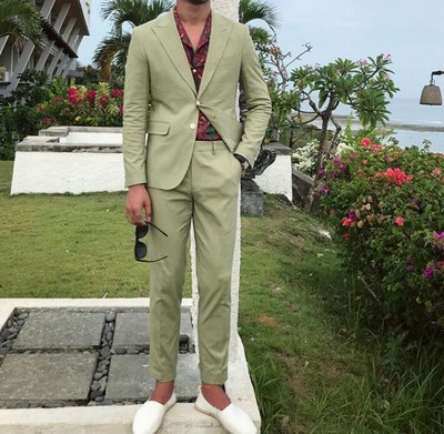 Men's Single Breasted Linen Blazer Suit 