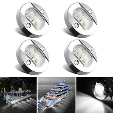 4X White Round 3 Marine Boat LED Stern Transo...
