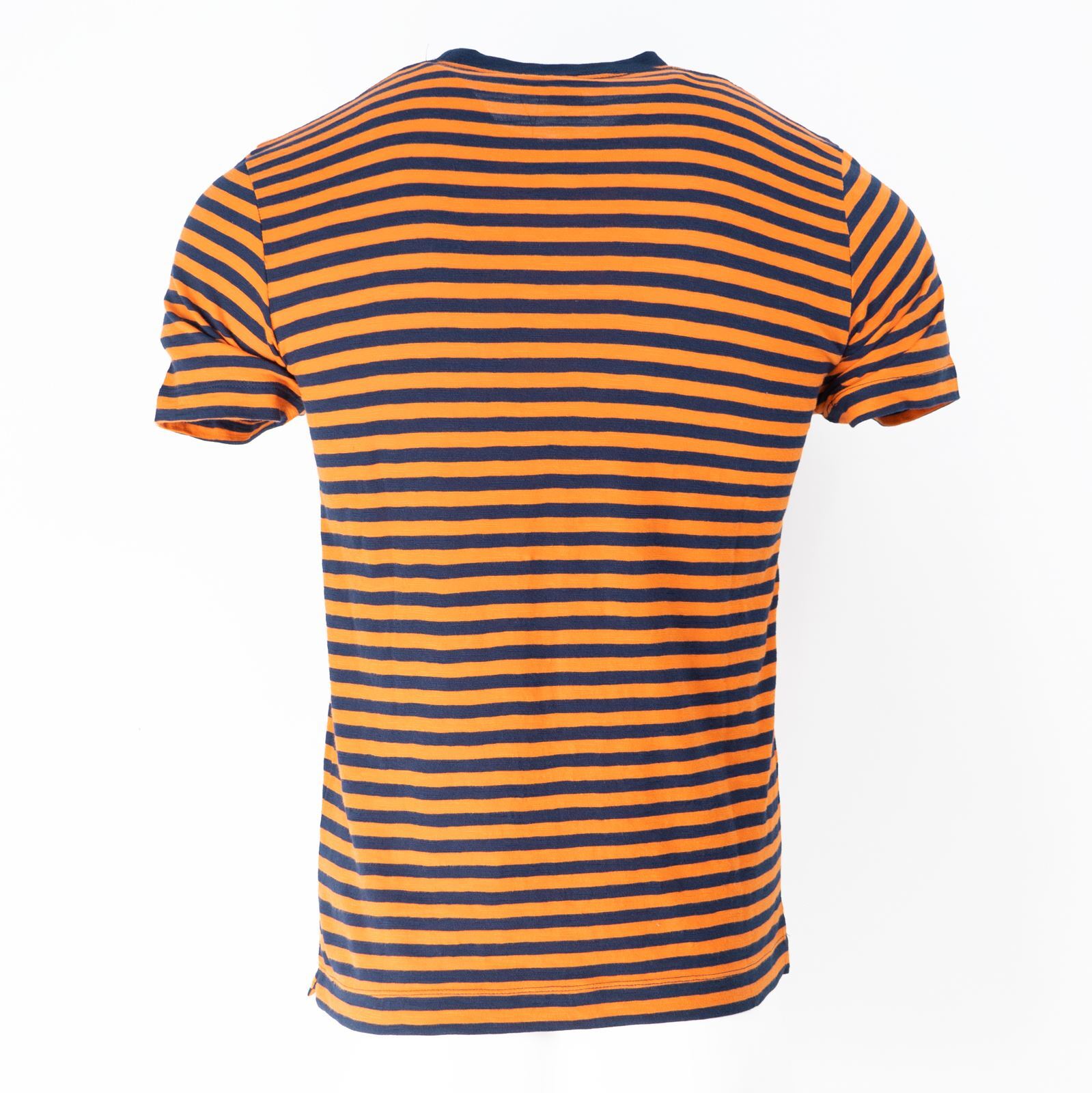 John Lewis Mens Tshirt Top Supima Cotton Striped Green Navy Orange