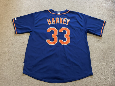 Majestic Cool Base Sewn New York Mets Matt Harvey Blue #33 Adult