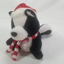 Kurt S. Adler Holiday Christmas Plush Ornament Skunk Red Hat Candy Striped Scarf
