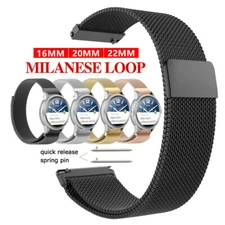 18 20 22mm QuickFit Magnetic Milanese Loop Watch Strap Stainless Steel Mesh Band