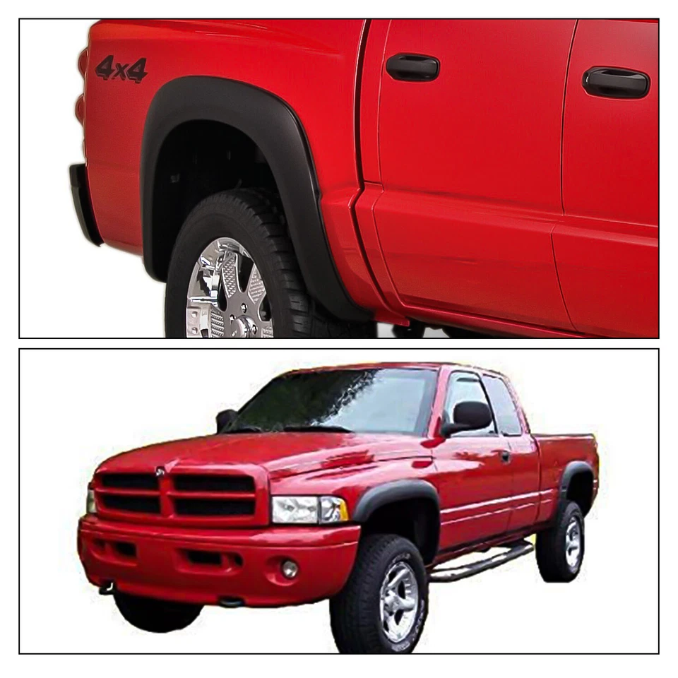 For 2005-2011 Dodge Dakota Matte Black Fender Flares Front&Rear Set OE Style New - Image 4 of 4