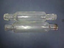 2 Vintage Clear Glass Hollow Rolling Pins Baking Decor Kitchen Gadgets 14" Long