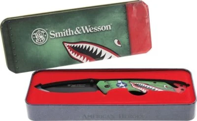 Smith & Wesson Geschenkset American Heroes mit Blechdose Taschenmesser Linerlock