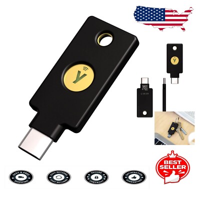 FIDO Certified USB-C and NFC Security Key - YubiKey 5C for Account Protection