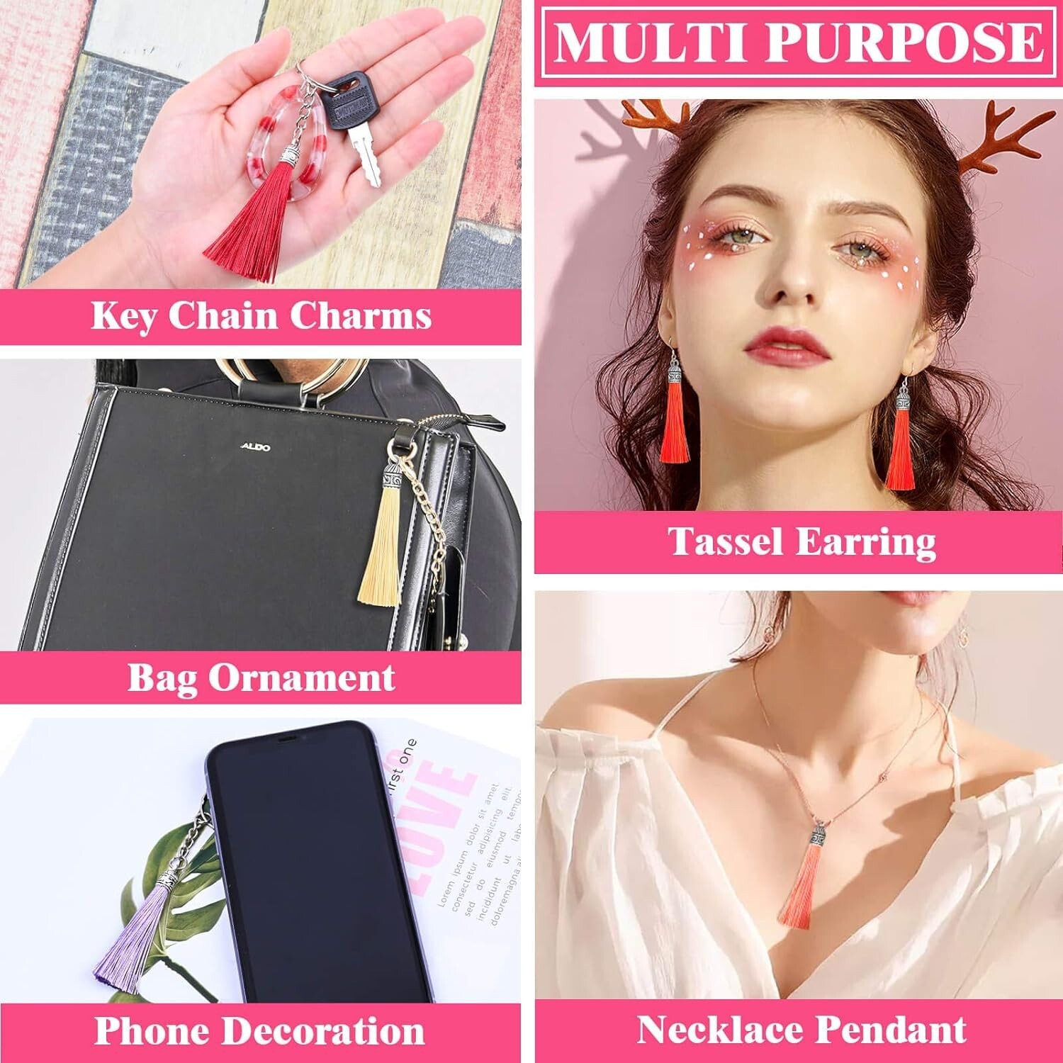 Tassels for Jewelry Making, Caffox 120PCS Keychain Tassel Charms Bulk