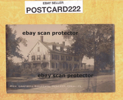 #ad #ad CT Pomfret 1927 antique RPPC postcard JOHN CAMPBELL HOUSE HOME to Providence RI $9.88