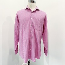 Peter Millar Pink Gingham Button Down Dress Shirt Men s XL 100 Cotton