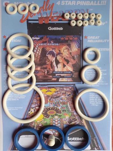Kit D'élastiques Caoutchouc Pour Flipper Gottlieb Deadly Weapon - Doigt De Batteur Bleu - Neuf