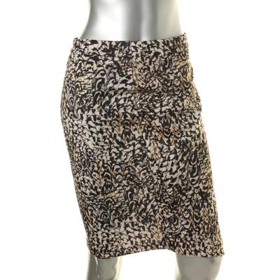 NWT BAR III Black White Tan Smoke Faux-Wrap Printed Stretch Pencil
