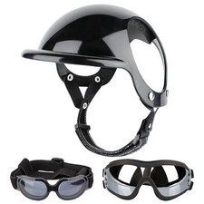 Pet Dog Helmet and Dog Goggles Set Padded Pet Motorcycle Helmet Sunglasses