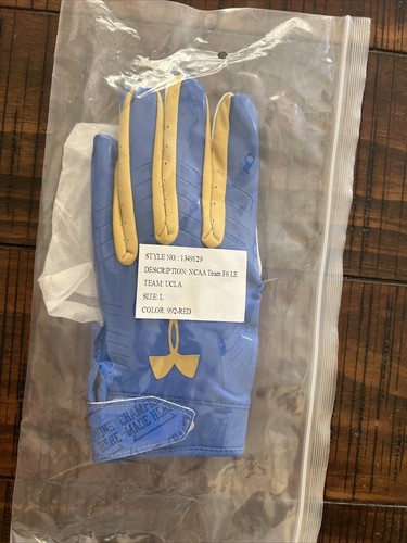 UCLA Team Issued Player Exclusive Under Armour Blue And Gold Football Gloves L - Picture 5 of 6