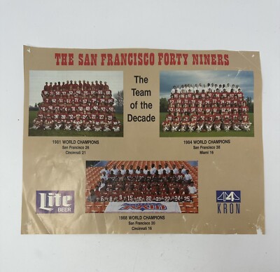 Vintage San Francisco 49ers Team Of The Decade 1980 s KRON4 12  X 10  Poster